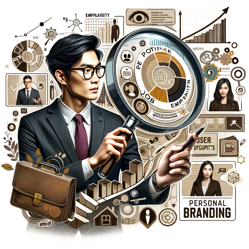 Dynamic collage illustrating the impact of personal branding on job opportunities, showcasing personal brand development and its benefits on career prospects.