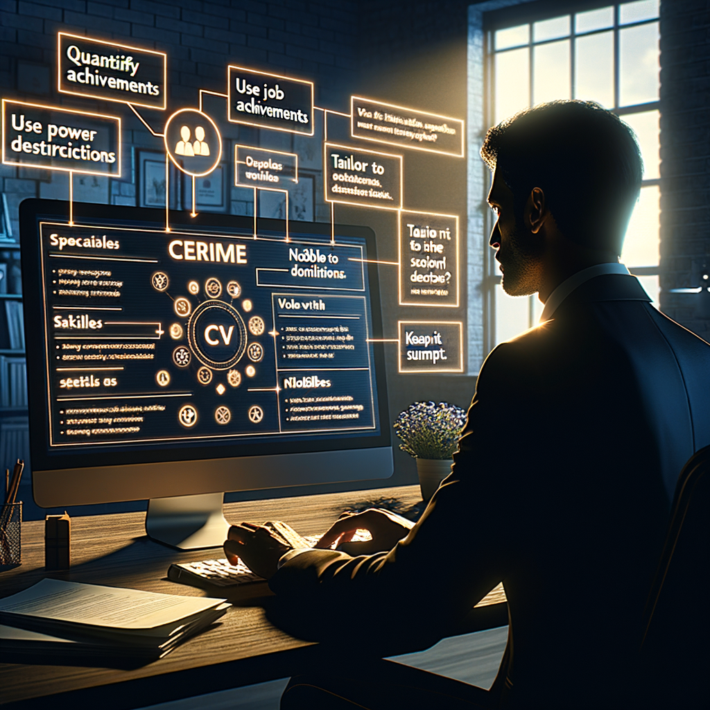 Professional enhancing their resume on a computer, using standout strategies and improvement tips to make their CV noticeable for better resume enhancement